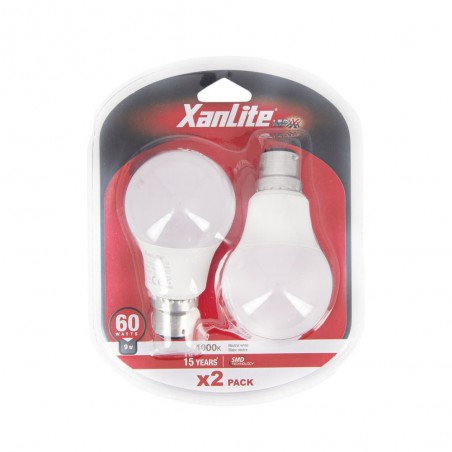 Lot de 2 Ampoules LED A60, culot B22, 10W cons. (60W eq.), lumière blanc neutre