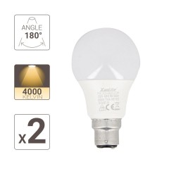 Lot de 2 Ampoules LED A60, culot B22, 10W cons. (60W eq.), lumière blanc neutre