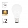 Lot de 2 Ampoules LED A60, culot B22, 10W cons. (60W eq.), lumière blanc chaud