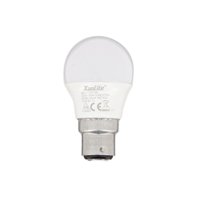 Ampoule LED P45, culot B22, 5,3W cons. (40W eq.), lumière blanc neutre