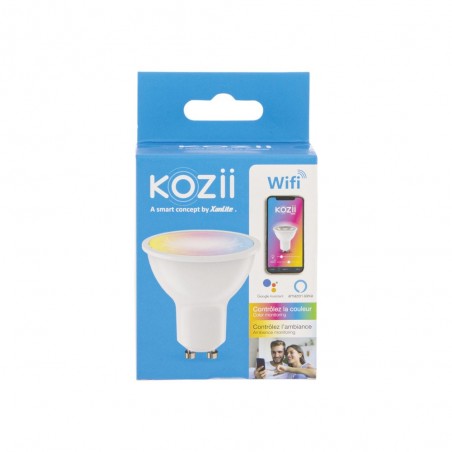 Ampoule LED connectée KOZii, éclairage blancs + couleurs, GU10 Spot 5W Variation de couleur et luminosité