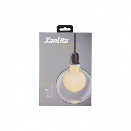 Ampoule Déco LED, Double verre Blanc, G125, culot E27, 3W cons. 2700K Blanc Chaud