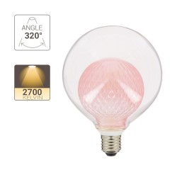 Ampoule Déco LED, Double verre Rose, G125, culot E27, 4W cons. 2700K Blanc Chaud