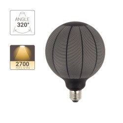 Ampoule Déco LED Filament, Aspect Aiguilles de pin Noir, G125, culot E27, 4W cons. 2700K Blanc Chaud