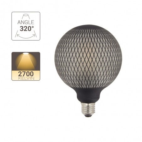 Ampoule Déco LED Filament, Aspect Filet Noir, G125, culot E27, 4W cons. 2700K Blanc Chaud