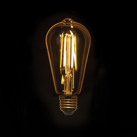 Ampoule LED déco Edison Vintage au verre ambré, culot E27, 7W cons. (50W eq.), 638 lumens, lumière blanc chaud