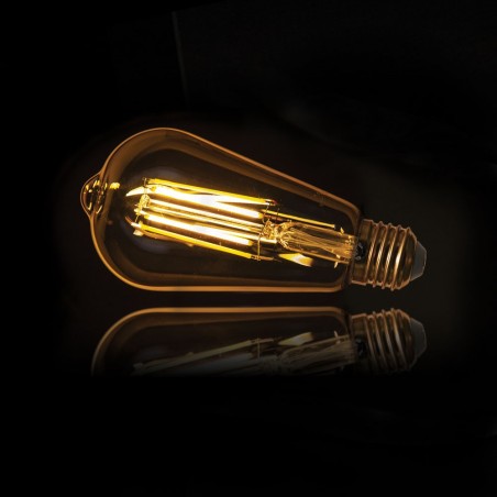 Ampoule LED déco Edison Vintage au verre ambré, culot E27, 7W cons. (50W eq.), 638 lumens, lumière blanc chaud