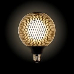 Ampoule Déco LED Filament, Aspect Filet Noir, G125, culot E27, 4W cons. 2700K Blanc Chaud