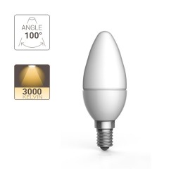 Ampoule LED flamme, culot E14, conso 2,5W (eq. 20W), blanc chaud (3000K)