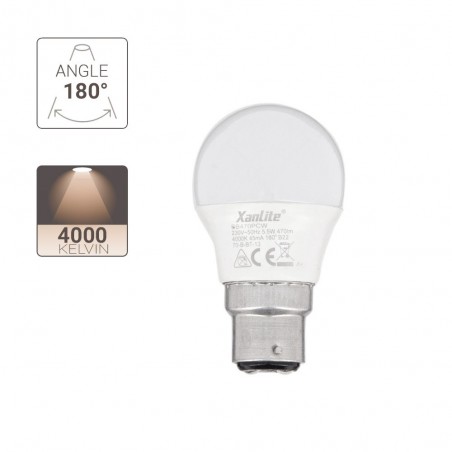 Ampoule LED P45, culot B22, 5,3W cons. (40W eq.), lumière blanc neutre