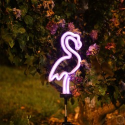 Piquet néon «Flamant Rose» LED solaire, Couleur rose, IP44 - Spécial extérieur
