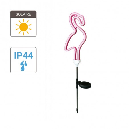 Piquet néon «Flamant Rose» LED solaire, Couleur rose, IP44 - Spécial extérieur