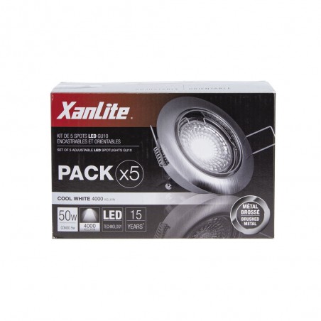 Pack de 5 spots encastrés - ampoules LED GU10 incluses