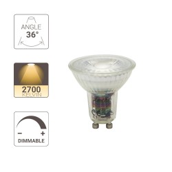 Ampoule LED spot dimmable, culot GU10, 6,5W cons. (50W eq.), lumière blanc chaud