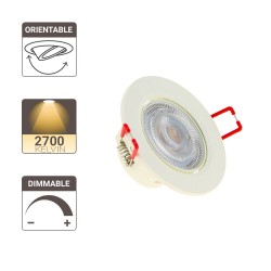 Spot Encastrable LED Intégré - Dimmable et Orientable - cons. 6W (eq. 50W) - 345 lumens - Blanc chaud