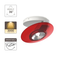 Spot en saillie LED - Orientable - Bague Rouge - cons. 4,5W (eq. 40W) - 300 lumens - Blanc chaud