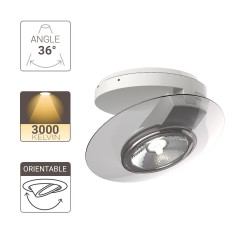 Spot en saillie LED - Orientable - Bague Transparente - cons. 4,5W (eq. 40W) - 300 lumens - Blanc chaud