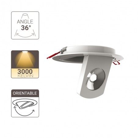 Spots Encastrable LED Intégré - Orientable - cons. 8,5W (eq. 100W) - 700 lumens - Blanc chaud