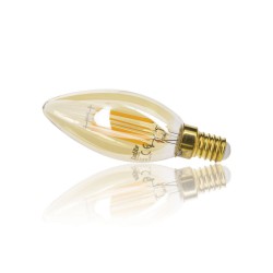 Ampoule LED Flamme / Vintage au verre ambré, culot E14, 3,8W cons. (30W eq.), 350 lumens, lumière blanc chaud