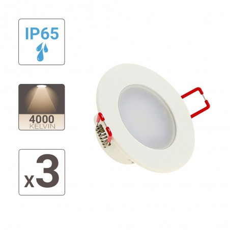 Pack de 3 spots intégrés LED - 345 lumens - IP65
