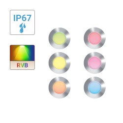 Lot de 6 Spots 12V RVB + Blanc IP67 Inox 304