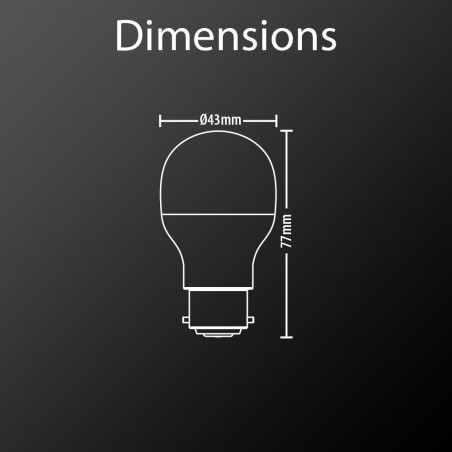 Ampoule LED P45, culot B22, 5,3W cons. (40W eq.), lumière blanc chaud