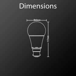 Ampoule LED A60, culot B22, 10W cons. (60W eq.), lumière blanc chaud