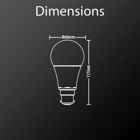 Ampoule LED A60, culot B22, 10W cons. (60W eq.), lumière blanc neutre