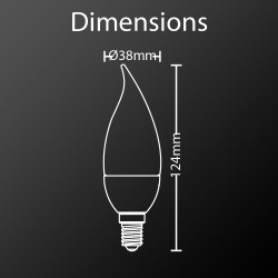 Ampoule LED (Flamme Coup de vent), culot E14, conso. 5,3W (eq. 40W), 470 lumens, blanc chaud