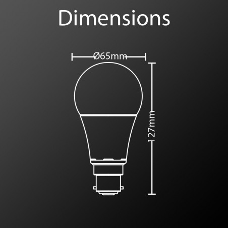 Ampoule LED A60, culot B22, 14,2W cons. (100W eq.), lumière blanc chaud