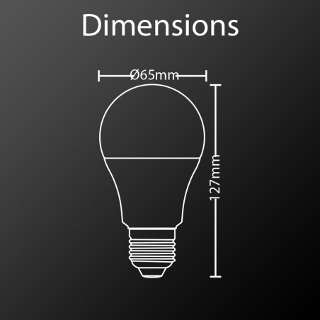 Ampoule LED A60, culot E27, 14,2W cons. (100W eq.), lumière blanc chaud