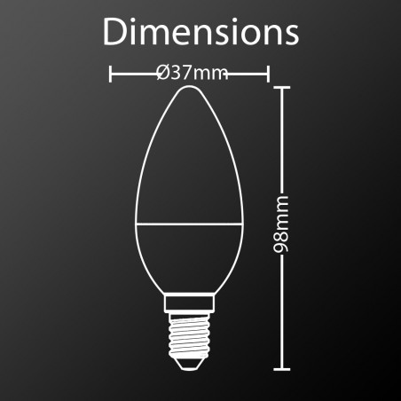 Pack de 2 Ampoules LED (Flamme), culot E14, conso. 2,8W (eq. 25W), 250 lumens, blanc chaud