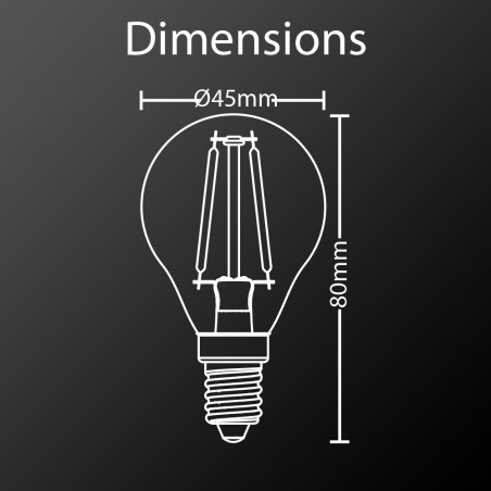 Lot x2 ampoules à filament LED EDF, sphériques, culot E14, conso 4W eq. 40W, blanc chaud