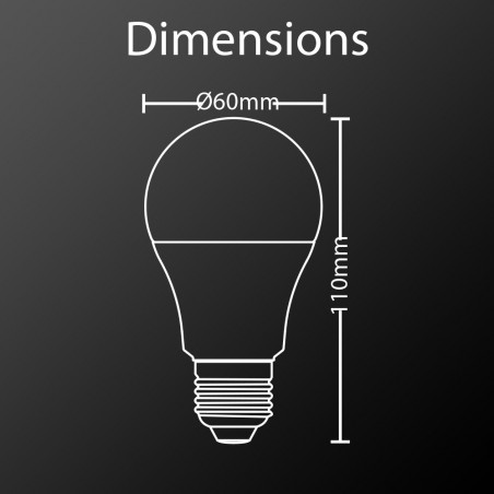 Lot x5 Ampoules LED standard, culot E27, conso 9W, eq. 60W, blanc neutre