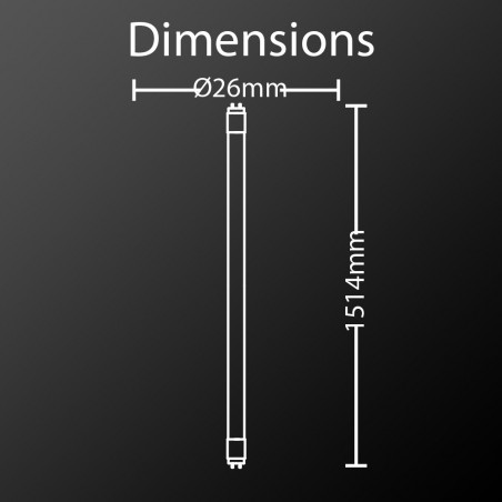 Tube à LED, culot G13, 21W cons. (58W eq.), lumière blanc chaud