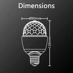 Ampoule LED disco, culot E27, 3,2W cons. lumière RGB motorisée