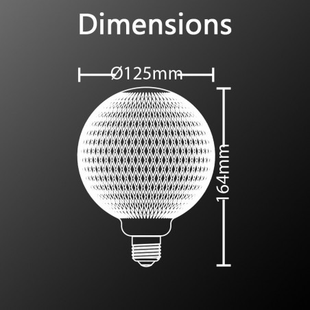 Ampoule Déco LED Filament, Aspect Filet Noir, G125, culot E27, 4W cons. 2700K Blanc Chaud