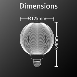 Ampoule Déco LED Filament, Aspect Aiguilles de pin Noir, G125, culot E27, 4W cons. 2700K Blanc Chaud