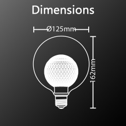 Ampoule Déco LED, Double verre Blanc, G125, culot E27, 3W cons. 2700K Blanc Chaud