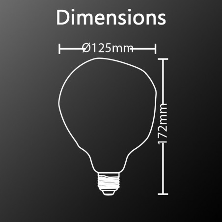 Ampoule LED Globe (G125) Irrégulière au verre lacté, culot E27, 6W cons. (48W eq.), 600 lumens, lumière blanc chaud