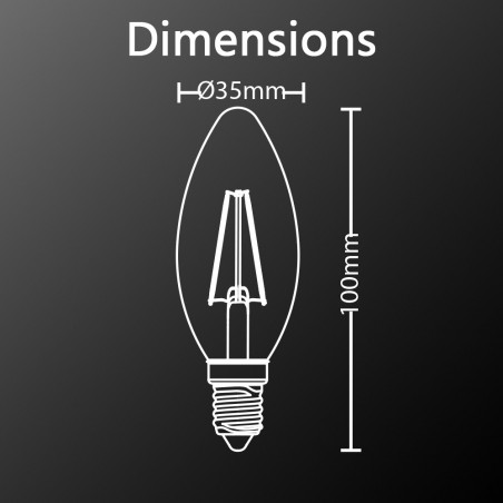 Ampoule LED vintage flamme E14 2W 200lm verre d'ambre - Ampoules