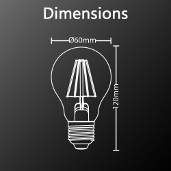 Ampoule LED (A60) / Vintage au verre ambré, culot E27, 3,8W cons. (30W eq.), 350 lumens, lumière blanc chaud