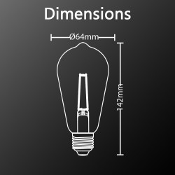 Ampoule LED (ST64) Edison / Vintage au verre ambré, culot E27, 3,8W cons. (30W eq.), 350 lumens, lumière blanc chaud