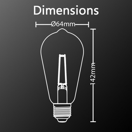 Ampoule LED déco Edison Vintage au verre ambré, culot E27, 7W cons. (50W eq.), 638 lumens, lumière blanc chaud