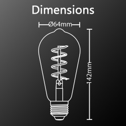 Ampoule LED (ST64) Edison / Vintage au verre fumé, culot E27, 4W cons. (23W eq.), 230 lumens, lumière blanc chaud