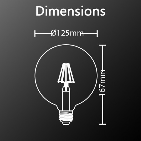 Ampoule LED Globe (G125) / Vintage au verre ambré, culot E27, 3,8W cons. (30W eq.), 350 lumens, lumière blanc chaud