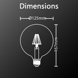 Ampoule LED Globe (G125) / Vintage au verre fumé, culot E27, 4W cons. (23W eq.), 230 lumens, lumière blanc chaud