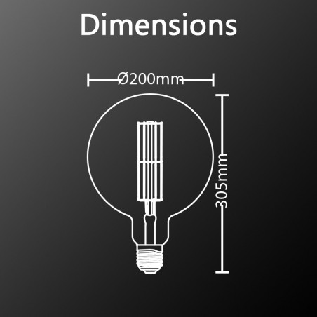 Ampoule LED déco Globe Giant (XXL) au verre ambré, culot E27, 8W cons. (60W eq.), 800 lumens, lumière blanc chaud