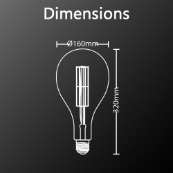 Ampoule LED déco Goutte Giant (XXL) au verre ambré, culot E27, 8W cons. (60W eq.), 800 lumens, lumière blanc chaud