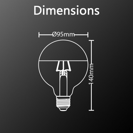 Ampoule LED G95 Silver, culot E27, 8W cons. (60W eq.), 350 lumens, lumière blanc chaud